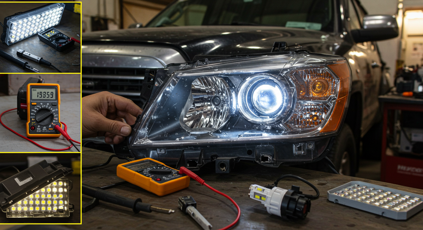 reparación de faros led con limpieza interna y cambio de sellos