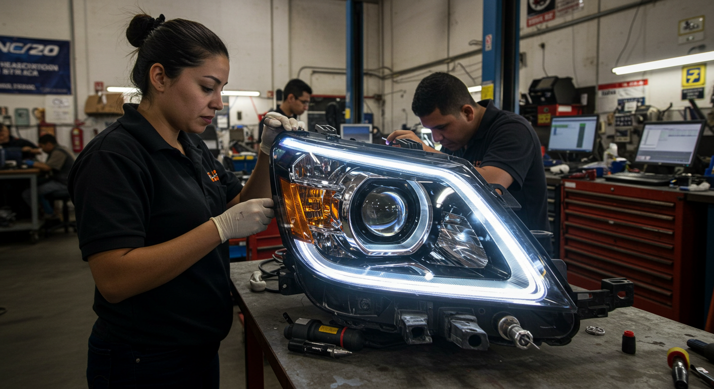 reparación faros de led con revisión de driver y cables