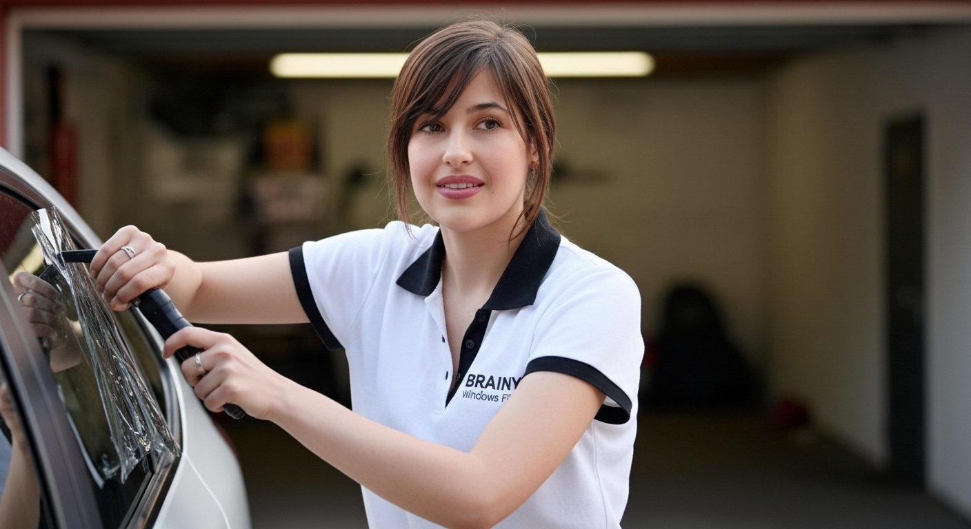 Instalación limpia de película antiasalto 3M en cochera