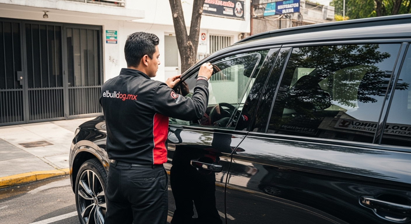 Vista clara a través de un parabrisas con polarizado nanocerámico claro de noche
